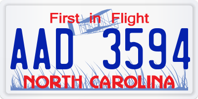 NC license plate AAD3594