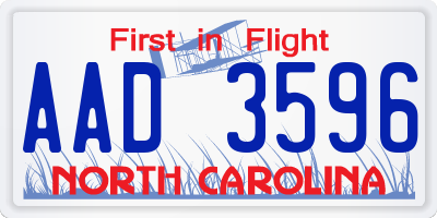 NC license plate AAD3596