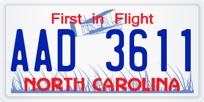 NC license plate AAD3611