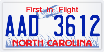 NC license plate AAD3612