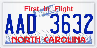 NC license plate AAD3632