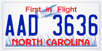 NC license plate AAD3636
