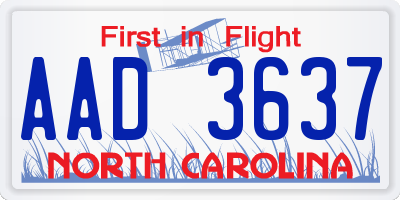 NC license plate AAD3637