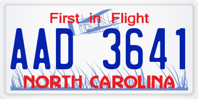 NC license plate AAD3641
