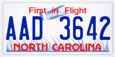 NC license plate AAD3642