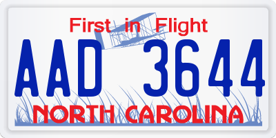 NC license plate AAD3644