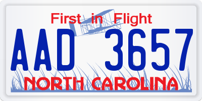 NC license plate AAD3657