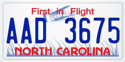 NC license plate AAD3675
