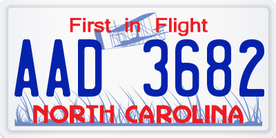 NC license plate AAD3682