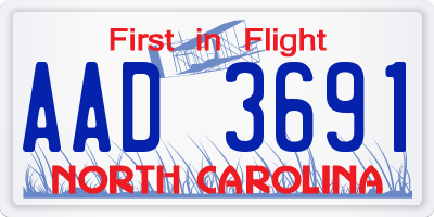 NC license plate AAD3691