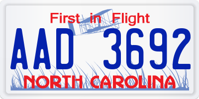 NC license plate AAD3692