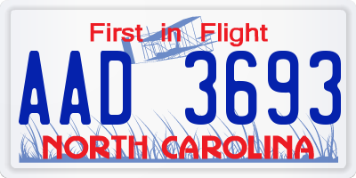 NC license plate AAD3693