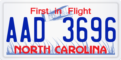 NC license plate AAD3696