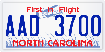 NC license plate AAD3700