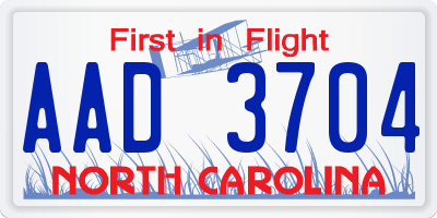 NC license plate AAD3704