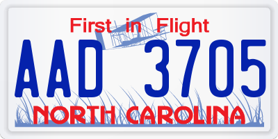 NC license plate AAD3705