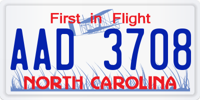 NC license plate AAD3708