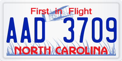 NC license plate AAD3709