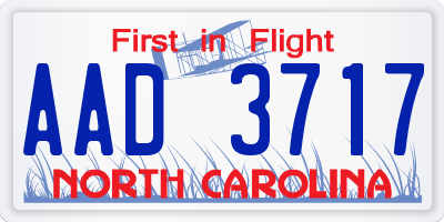 NC license plate AAD3717
