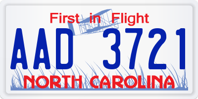 NC license plate AAD3721