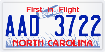 NC license plate AAD3722