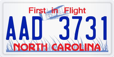 NC license plate AAD3731