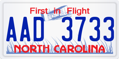 NC license plate AAD3733