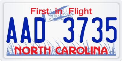 NC license plate AAD3735