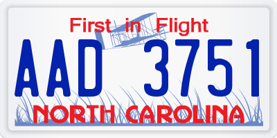 NC license plate AAD3751