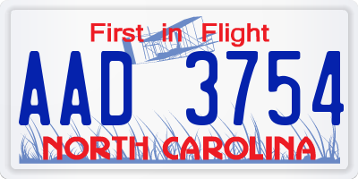 NC license plate AAD3754