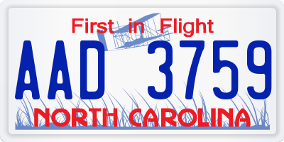NC license plate AAD3759