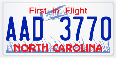 NC license plate AAD3770
