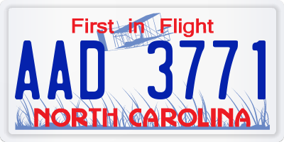 NC license plate AAD3771