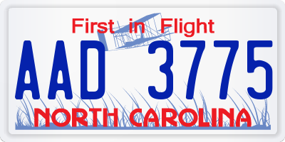 NC license plate AAD3775