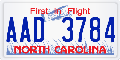 NC license plate AAD3784