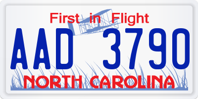 NC license plate AAD3790