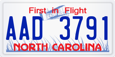 NC license plate AAD3791