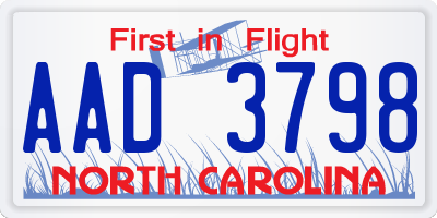 NC license plate AAD3798