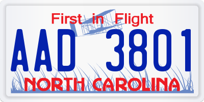 NC license plate AAD3801