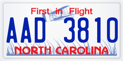 NC license plate AAD3810