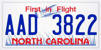 NC license plate AAD3822