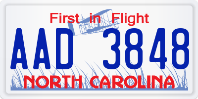 NC license plate AAD3848