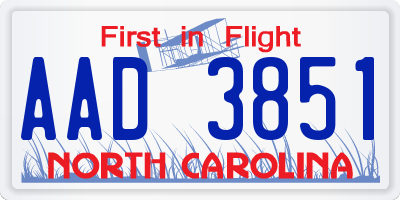 NC license plate AAD3851