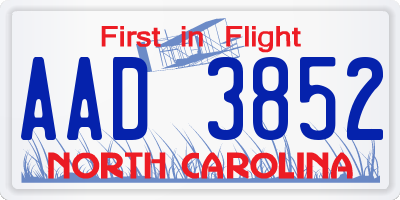 NC license plate AAD3852