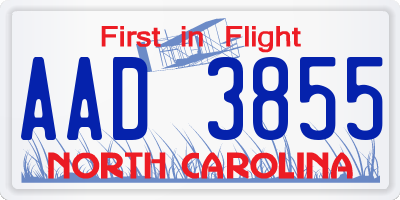 NC license plate AAD3855
