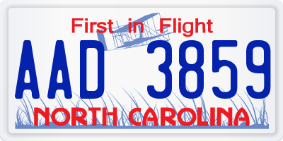 NC license plate AAD3859