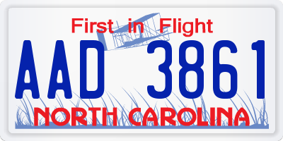 NC license plate AAD3861