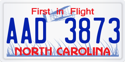 NC license plate AAD3873