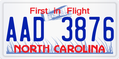 NC license plate AAD3876