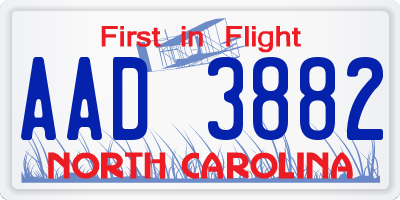 NC license plate AAD3882